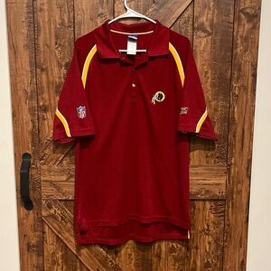 NFL Reebok Washington redskins red and yellow low collared game shortsleeve polo
